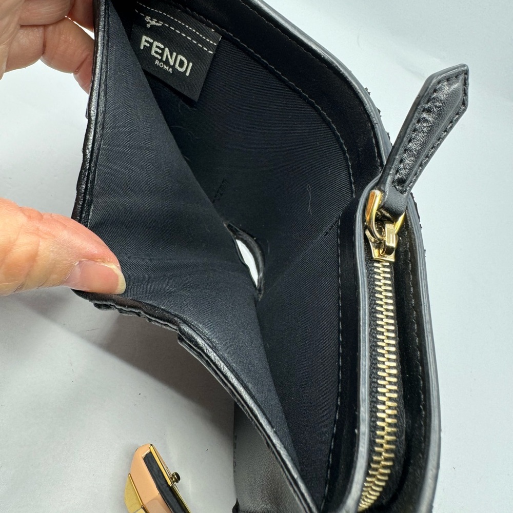 Fendi Compact Black Wallet with Gold Accent 25140 - Picture 5 of 6